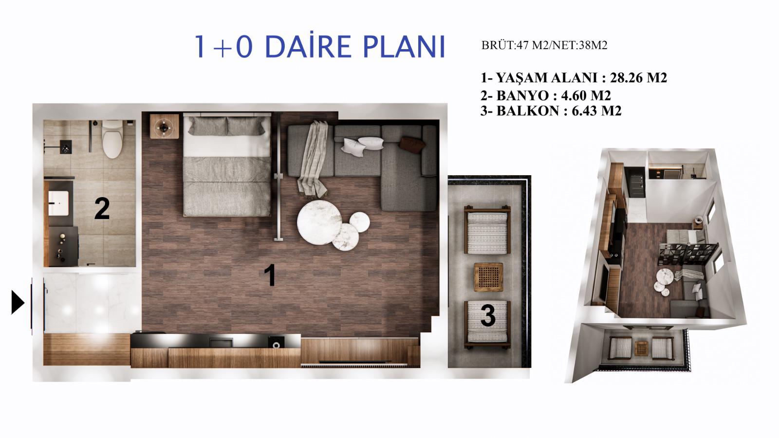 Stüdyo (1+0) planı