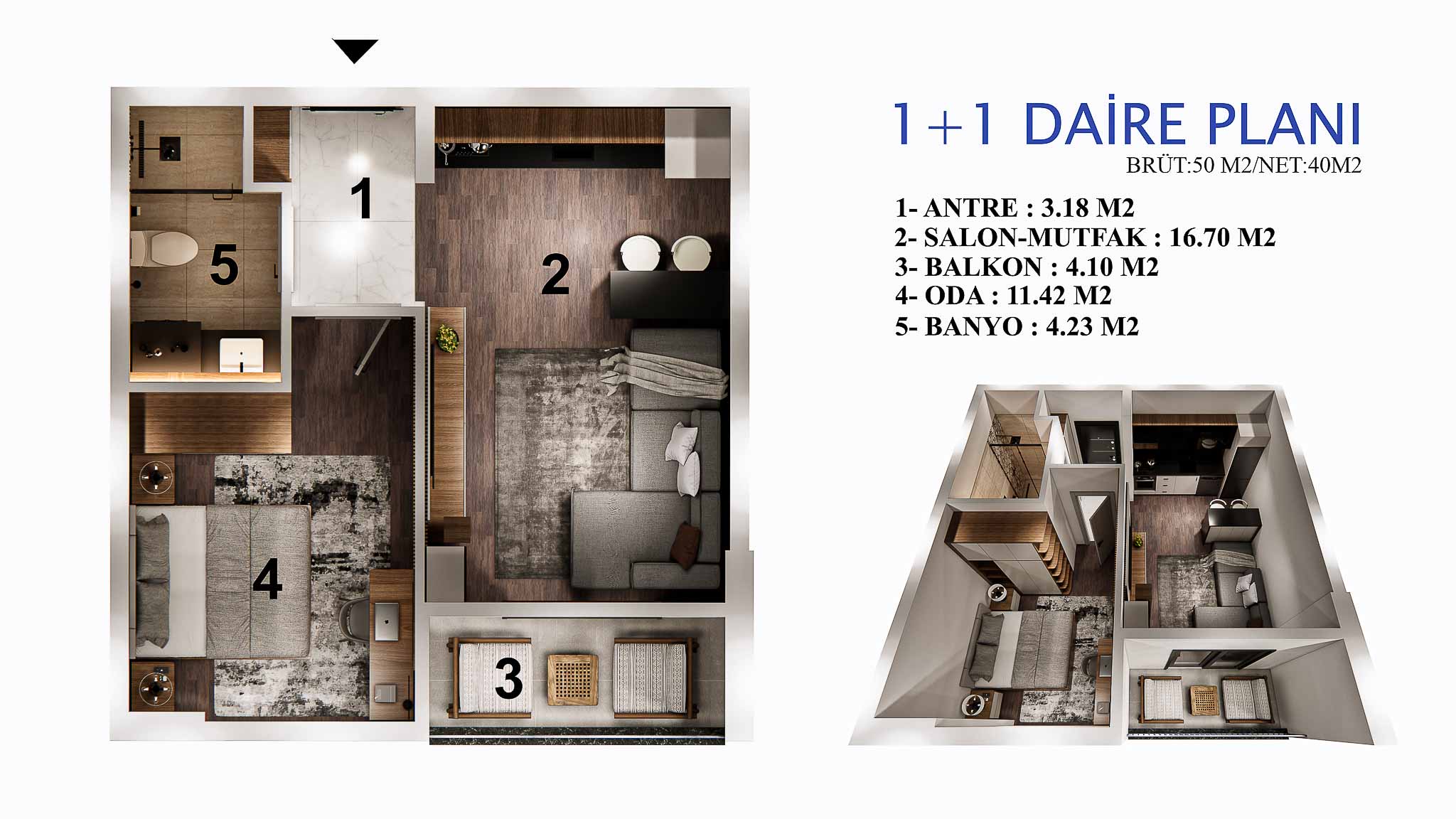 1+1 Daireler planı