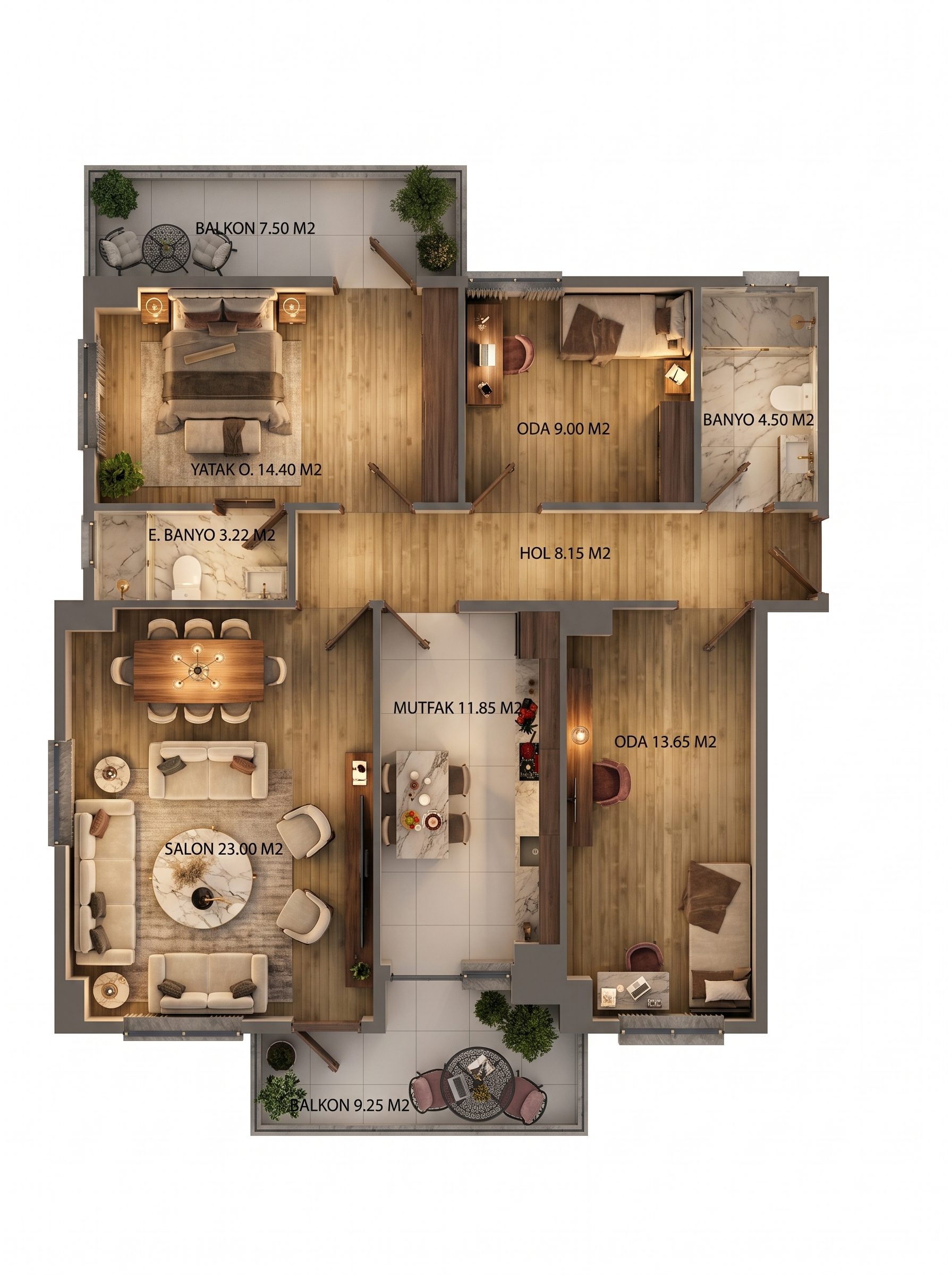 3+1 Daireler planı