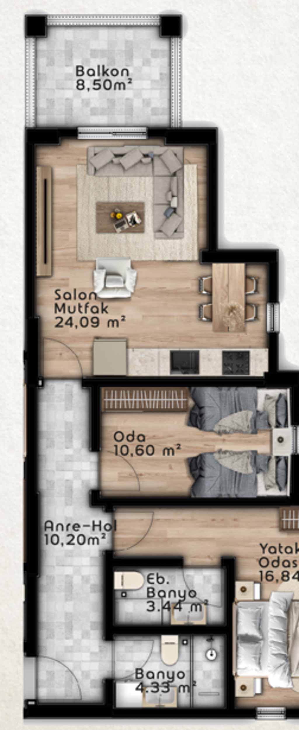 2+1 Daireler planı