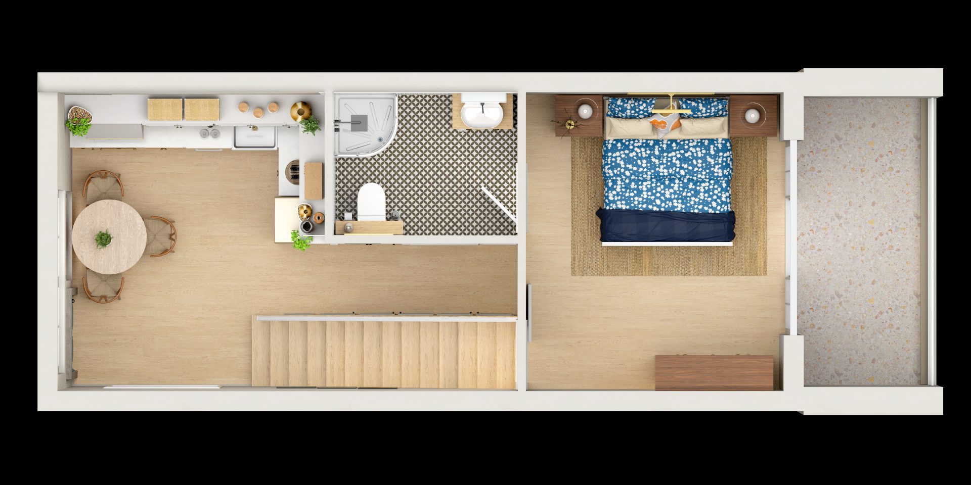 1+1 Loft planı