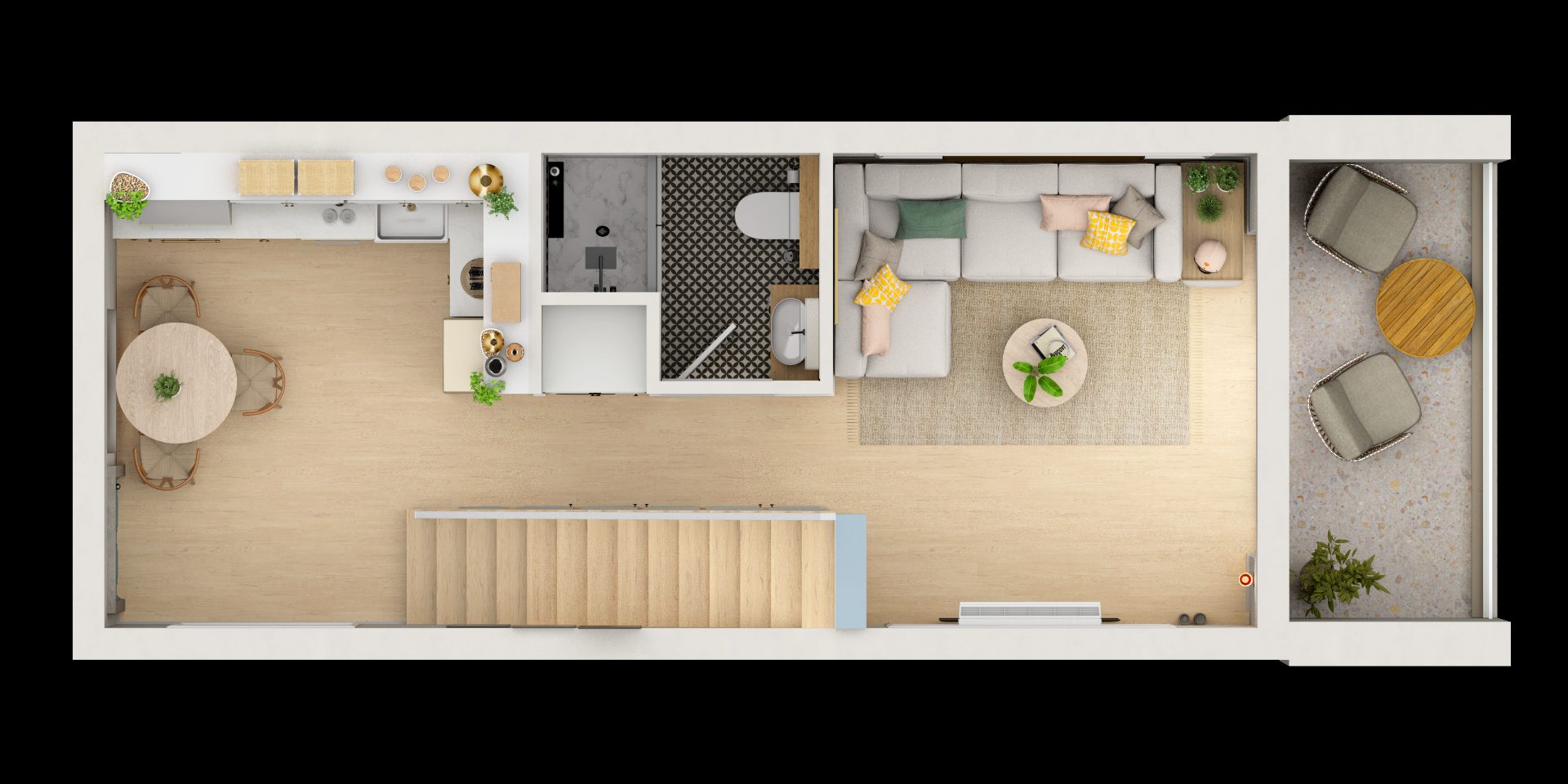 1+1 Loft planı